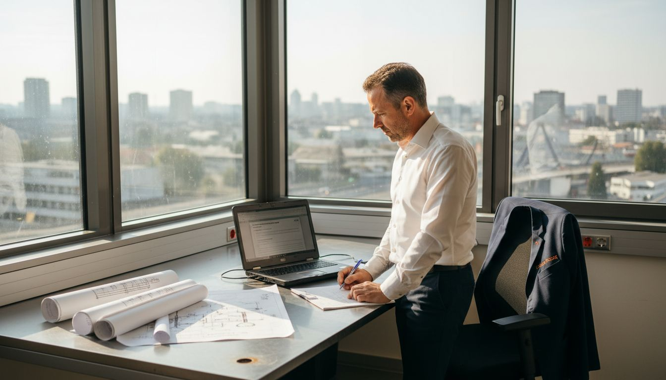 Un responsable industriel exploite les outils numériques collaboratifs pour optimiser la gestion de son équipe au bureau.